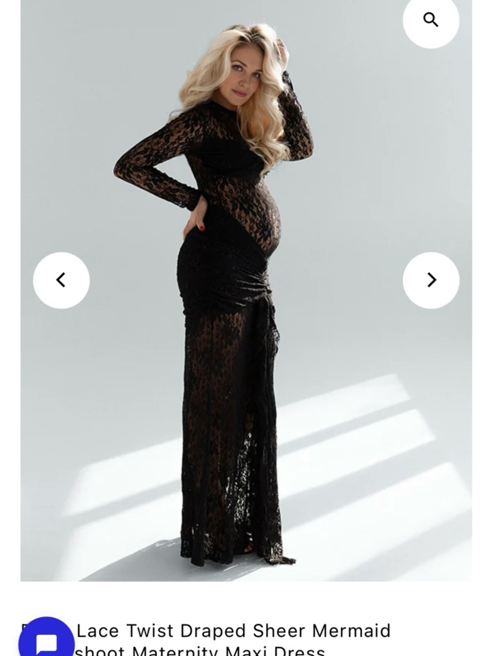 Sheer Lace Maternity Maxi Dress - Black
